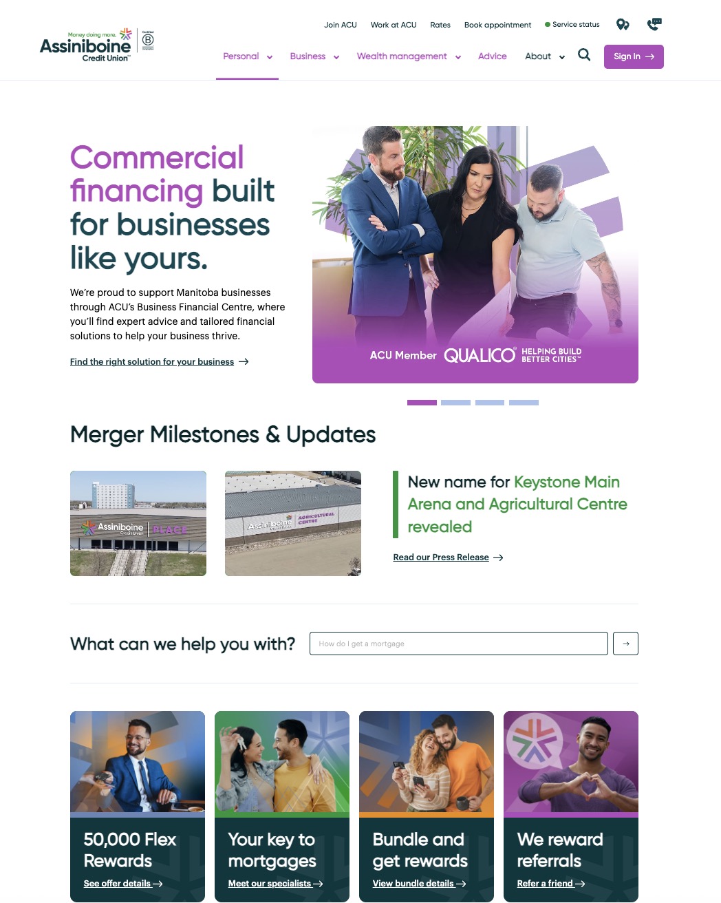Assiniboine Credit Union website screenshot