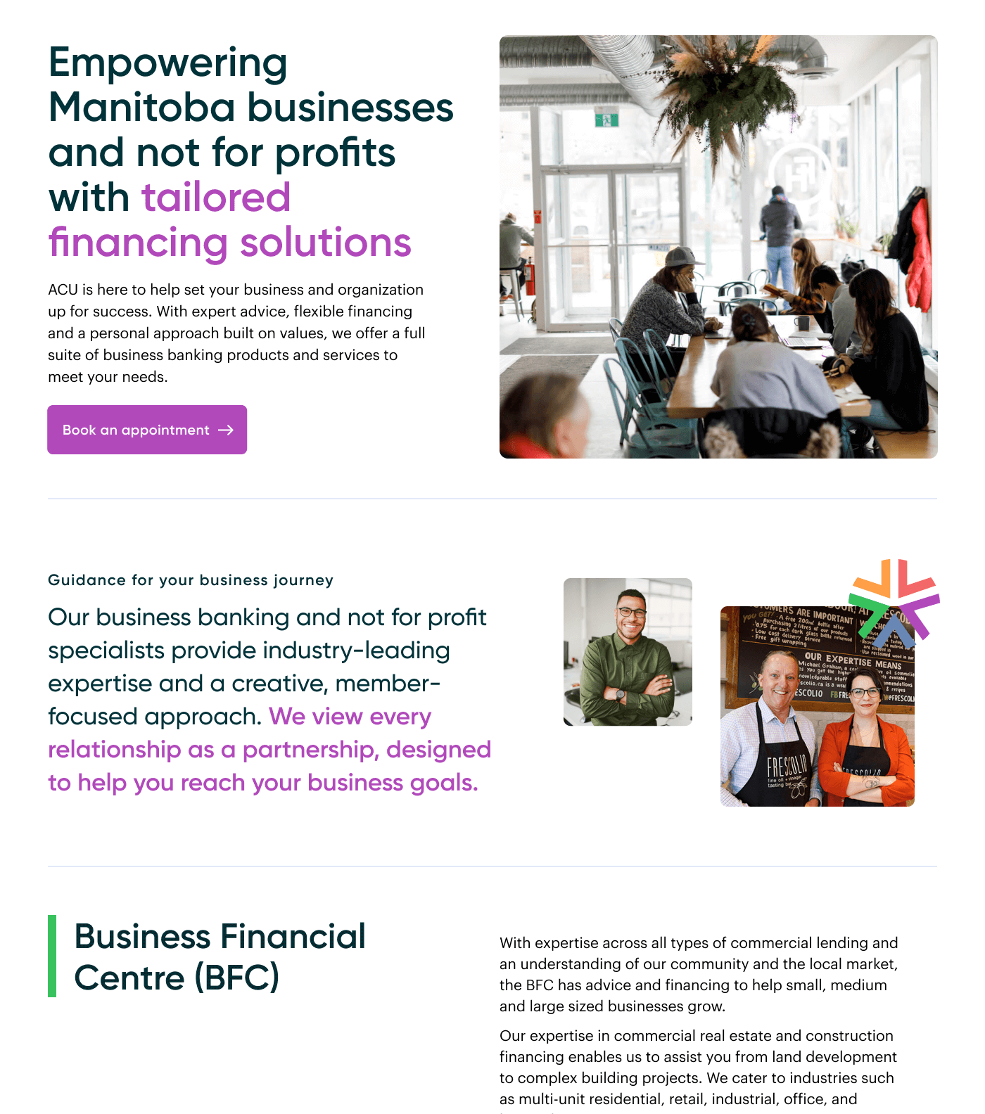 ACU Business page screenshot
