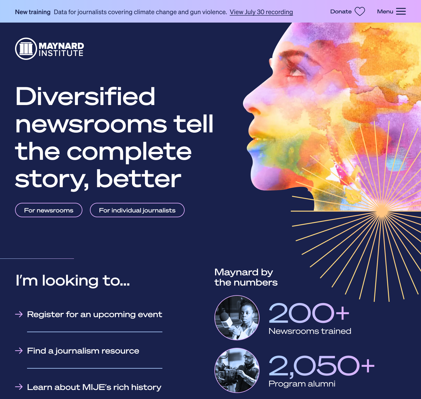 Maynard Institute for Journalism Education website screenshot